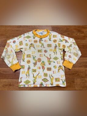 Vintage Carter’s Boys Thermal Pajama Top Football Themed Size 8 Made in USA